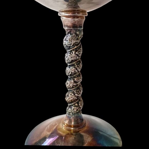 Valero Silver Plate Champagne Goblet Sherbet Dish Grapevine Stem PATINA Vintage. - Picture 11 of 16